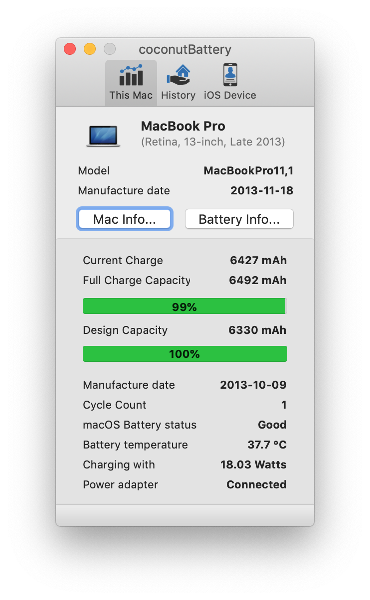 MacBook Pro (Retina, 13-inch, Late 2013) Battery
